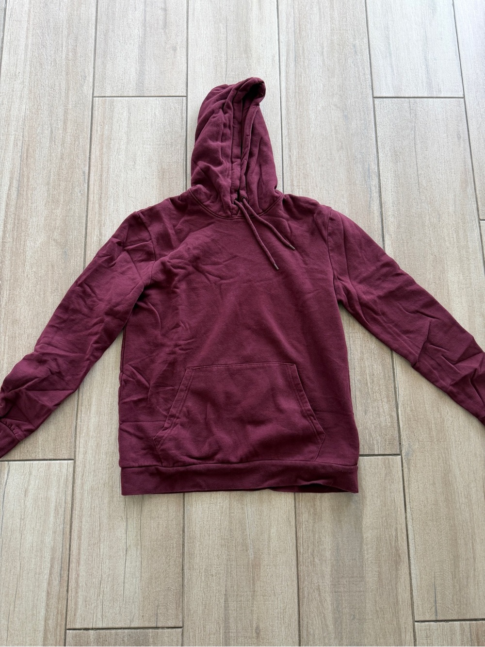 Topshop Men's Burgundy Pullover Hoodie